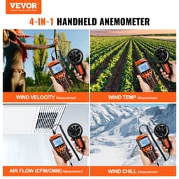 Ruční anemometr s děleným senzorem, 14℉-140℉, digitální měřič rychlosti větru CFM s LED podsvícením, měří rychlost větru, teplotu větru, proudění vzduchu, ochladzování větrem, pro plachtění, surfování, létání, vytápění, větrání a klimatizaci - miniatura 6