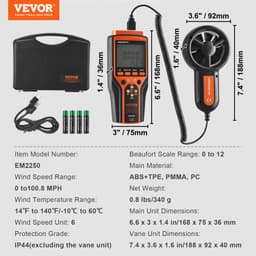 Ruční anemometr s děleným senzorem, 14℉-140℉, digitální měřič rychlosti větru CFM s LED podsvícením, měří rychlost větru, teplotu větru, proudění vzduchu, ochladzování větrem, pro plachtění, surfování, létání, vytápění, větrání a klimatizaci - miniatura 11