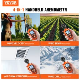Ruční anemometr, 14℉-113℉, digitální měřič rychlosti větru s LED podsvícením, měří rychlost větru, teplotu větru, proudění vzduchu, ochladzování větrem, pro plachtění, surfování, drony, létání, vytápění, klimatizaci a klimatizaci - miniatura 6