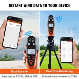 Ruční Bluetooth anemometr, 14℉-140℉, digitální měřič rychlosti větru s LED podsvícením, měří rychlost větru, teplotu větru, proudění vzduchu, ochladzování větrem, pro surfování, drony, létání, vytápění, klimatizaci a klimatizaci - miniatura 7