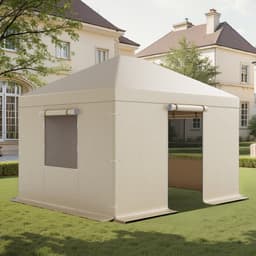 Zimní kryt na altán s pevnou střechou o rozměrech 3,07 x 3,67 m, kryt do každého počasí s bočními stěnami a okny, materiál PE s vysokou hustotou, kryty pro uzavřený úložný prostor, altány nejsou součástí dodávky. - miniatura 2