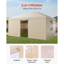 Zimní kryt na altán s pevnou střechou o rozměrech 3,68 x 4,9 m, kryt do každého počasí s bočními stěnami a okny, materiál PE s vysokou hustotou, kryty pro uzavřený úložný prostor, altány nejsou součástí dodávky. - miniatura 9