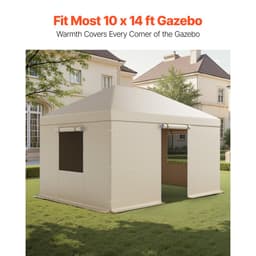 Zimní kryt na altán s pevnou střechou o rozměrech 3,08 x 4,39 m, kryt do každého počasí s bočními stěnami a okny, materiál PE s vysokou hustotou, kryty pro uzavřený úložný prostor, altány nejsou součástí dodávky. - miniatura 6