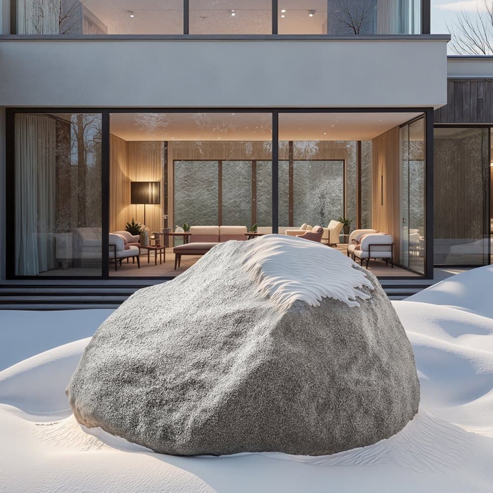 Kryt z umělého kamene, venkovní kryt na čerpadlo z umělého kamene, realistická přírodní textura, lehký a odolný vůči povětrnostním vlivům umělý balvan pro krajinářskou úpravu zahrady, dekoraci dvorku, tmavě šedý, střední velikost