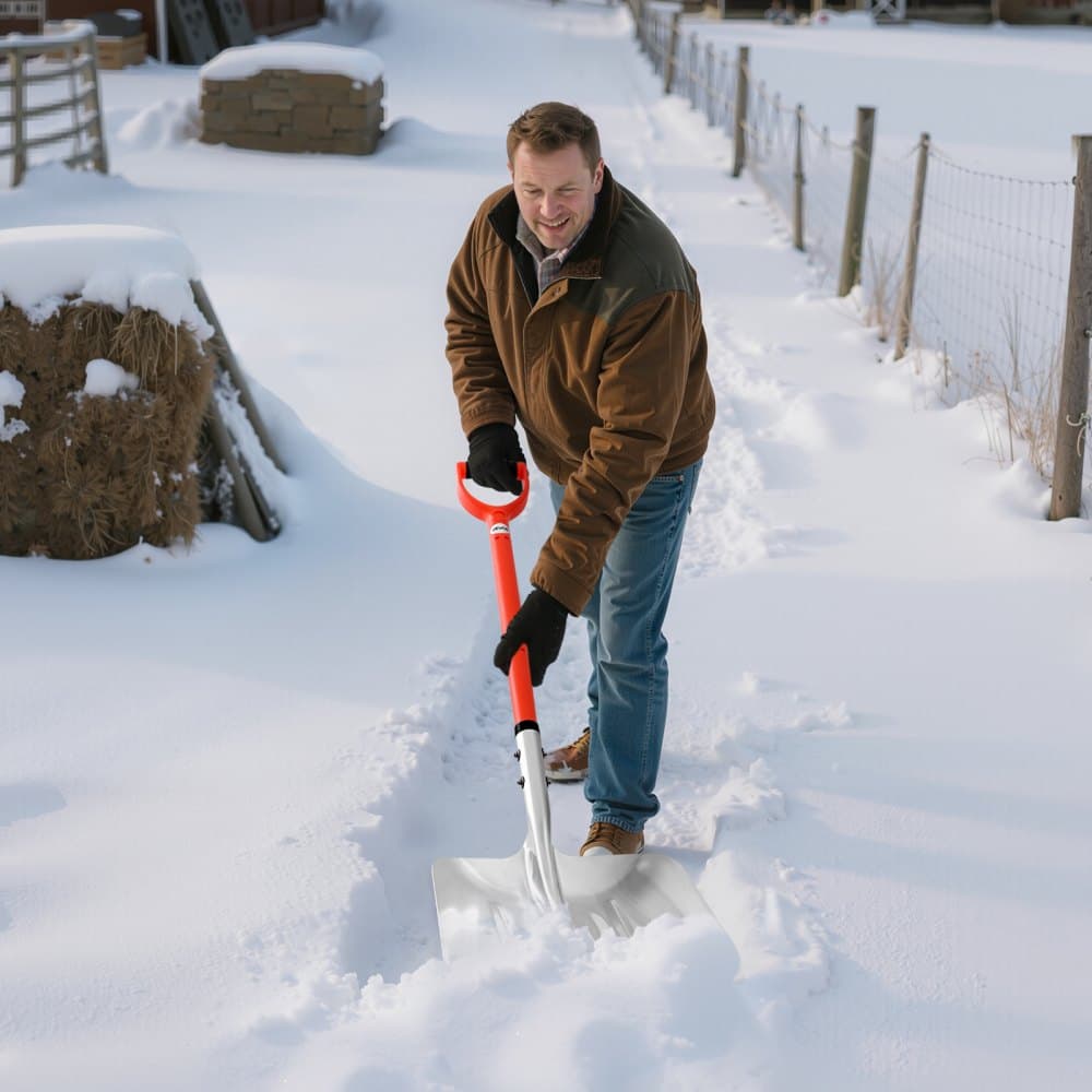 Lopata na sníh na příjezdovou cestu, 35 cm široká lopata na sníh z hliníkové slitiny s rukojeťmi ve tvaru D, velkokapacitní lopaty na sněžný pluh, lehký nástroj na odklízení sněhu pro zahradní autokempování