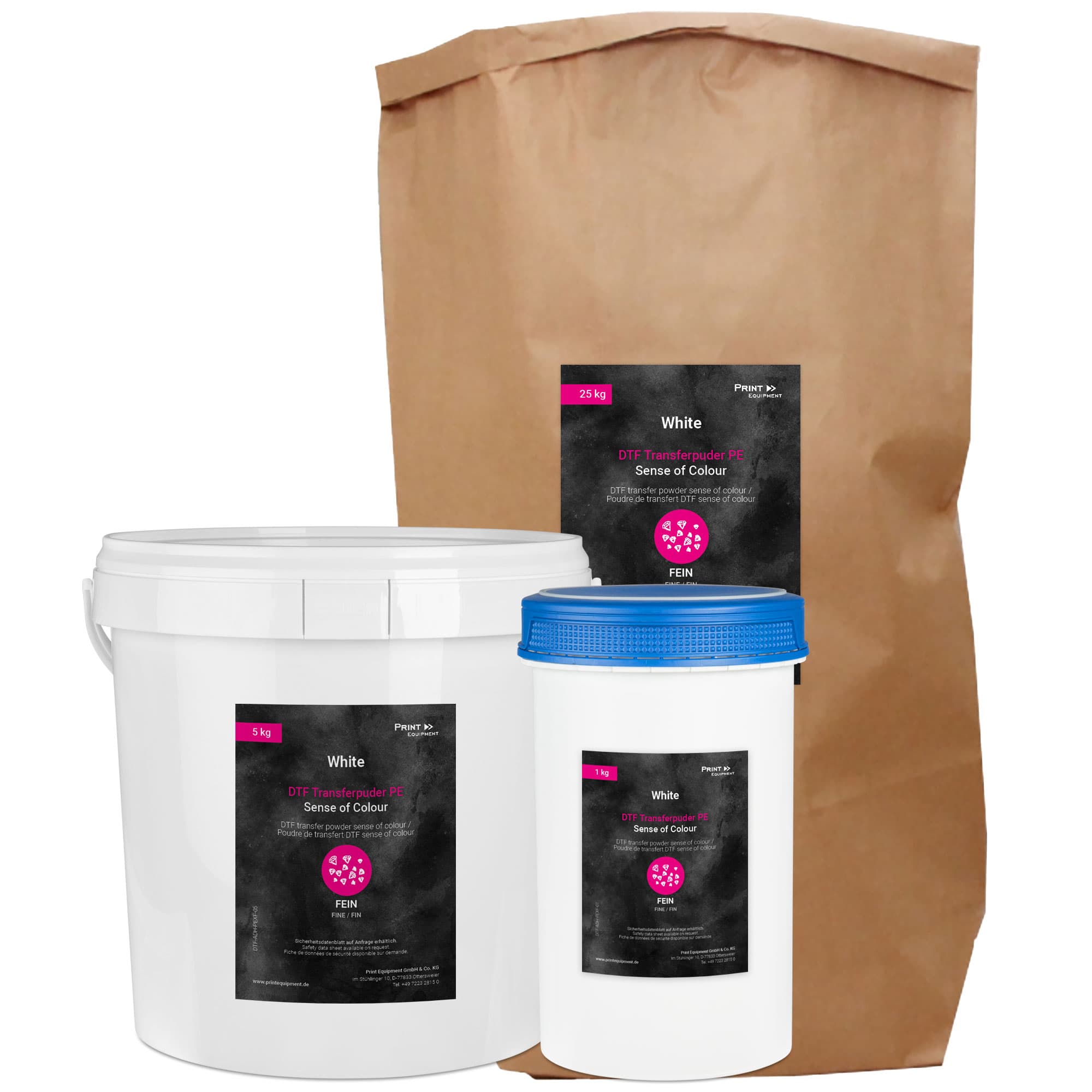 DTF transferový prášek Sense of Colour, pro jemnou strukturu tkání, různé verze