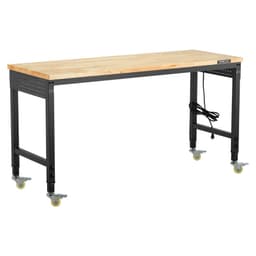Nastavitelný pracovní stůl 1524 mm, nosnost 907 kg, pracovní stůl se zásuvkou, kolečky a děrovanou deskou, odolný dubový pracovní stůl pro garáž, dílnu, kancelář a domácnost - miniatura 3