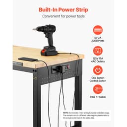 Nastavitelný pracovní stůl 1524 mm, nosnost 907 kg, pracovní stůl se zásuvkou, kolečky a děrovanou deskou, odolný dubový pracovní stůl pro garáž, dílnu, kancelář a domácnost - miniatura 9