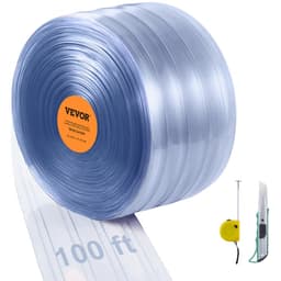 Pásková clona, délka 100' x šířka 12" x tloušťka 0,12", průhledná žebrovaná PVC clona v rolích, plastové dveřní lišty pro dveře supermarketu, garáže, skladu, stodoly, zvířecího domku - miniatura 2