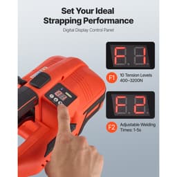Elektrický páskovací stroj, 2 x 4000mAh baterie, automatický páskovač s digitálním displejem pro PP/PET pásky šířky 9-16 mm, napínací stroj na páskování pro krabice a palety - miniatura 9