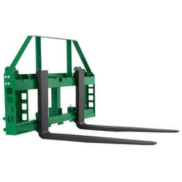 Paletové vidle pro smykem řízené nakladače, jmenovitá nosnost 1814 kg, uchycení rámu paletových vidlí s radlicemi pro vysokozdvižný vozík 915 mm, uchycení a objímky závěsu 50,8 mm, vhodné pro traktory JD - miniatura 3