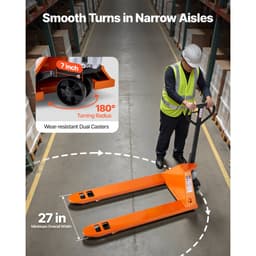 Paletový vozík, nosnost 3T, manuální paletový vozík s vidlemi 122L x 68,6Š cm pro manipulaci s materiálem, rozsah výšky zdvihu vysokozdvižného vozíku 85-180 mm, vhodný pro sklady, supermarkety, výrobu - miniatura 8