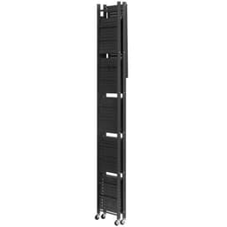 Skládací úložný regál se 6 úrovněmi, skládací kovový regálový regál o rozměrech 24Š x 12H x 72V palců, bez montáže, s 5 kolečky a 4 háčky do spíže, kuchyně, garáže, sklepa, černý - miniatura 4