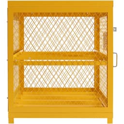 Horizontální skříň na plynové lahve, objem 4 x 33 liber, skladovací klec na propan, skříň na plynové lahve, žlutý práškový lak, pro freon, plyny, kyslík, dusík - miniatura 4