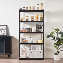 Skladovací police, 916 kg, 5patrové garážové skladovací police, 41 cm H x 91 cm Š x 183 cm V, nastavitelné kovové police do garáže, regálový regál, ideální do kuchyně, skladu, sklepa, černý - miniatura 1