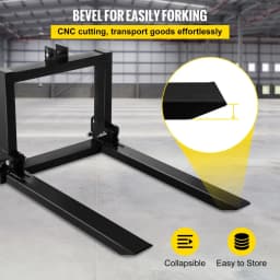3bodové závěsné vidle na palety 907,2 kg, vidlicové příslušenství pro traktor kategorie 1, 64,8x55,9x104,1 cm, ocelové příslušenství pro těžká zařízení, pro traktor, smykem řízený nakladač - miniatura 8