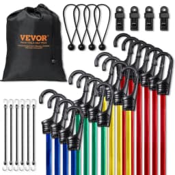 Sada 32 bungee lan, 8mm odolné bungee popruhy s ocelovými háky A3, včetně sady bungee lan 10", 24", 32", 40", 48", s přenosným úložným vakem, 4 klipy a úchyty na stříšku - miniatura 2
