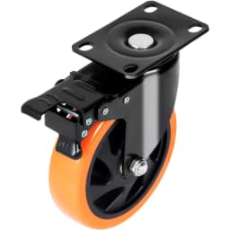 Kolečka, otočná kolečka o průměru 10,1 cm, sada 4 kusů, s bezpečnostním zámkem A/B, nehlučná PVC kolečka, vysoká nosnost 158,8 kg na kolečko, kolečka nezanechávají šmouhy pro pracovní stůl s vozíkem - miniatura 4