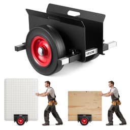 Vozík na panely, nosnost 453,6 kg, přepravník sádrokartonu s gumovými koly o průměru 25 cm, vhodný pro různé terény, nastavitelný upínací vozík na ocelové panely, matraci, dveře a sádrokartonové desky, černý - miniatura 2