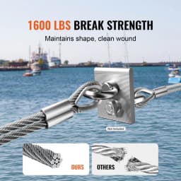 Sada ocelových lan, 1/8" 100 ft lano z nerezové oceli 304 s 124 příslušenstvími, pevnost v tahu 1600 lbs, 7x7 pramenů, stavební, námořní, letecká kvalita pro zábradlí, schodiště, terasu, plot, venkovní použití - miniatura 8