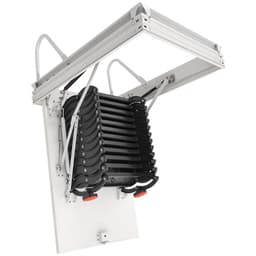 Půdní schod, nosnost 299,4 kg, vhodný pro výšku stropu 2,9 až 3 m a rozměry otvoru 99,4 x 73,5 cm, zatahovací stropní schod z legované oceli s tažnou tyčí pro střechu půdy - miniatura 5