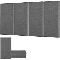 4 ks akustických panelů, 2 palce silné, 23,6 x 11,8 palce, zvukově izolační panely ze skelných vláken, samolepicí zvukotěsné nástěnné desky, pro studia, kanceláře, domácí kina, zasedací místnosti, šedé - miniatura 2