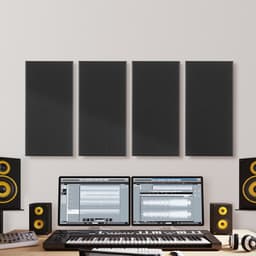 4 KS akustických panelů, 2 palce silné, 23,6 x 11,8 palce, zvukově izolační panely ze skelných vláken, samolepicí zvukotěsné nástěnné desky, pro studia, kanceláře, domácí kina, zasedací místnosti, černé - miniatura 1