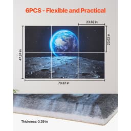 Balení 6 uměleckých akustických panelů, 70,87 x 47,24 x 0,4 palce, zvukotěsné nástěnné dlaždice, samolepicí dekorativní zvukově izolační desky pro domácnost, kancelář, studio, hernu, divadlo, Earth - miniatura 10