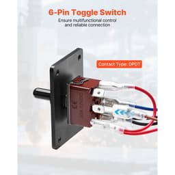 Přepínač, 6pinový přepínač s okamžitým přepnutím polarity (ZAP)-VYP-(ZAP) DC 12V/30A AC 250V/15A - s montážním panelem nahoru a vodotěsným krytem pro auto, auto, loď a člun - miniatura 8