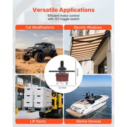 Přepínač, 6pinový přepínač s okamžitým přepnutím polarity (ZAP)-VYP-(ZAP) DC 12V/30A AC 250V/15A - s montážním panelem nahoru a vodotěsným krytem pro auto, auto, loď a člun - miniatura 11