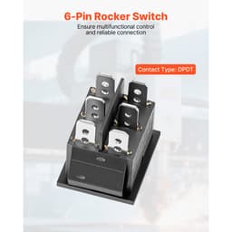 Kolébkový spínač, 6pinový momentový DPDT kolébkový spínač, 3polohový (ZAP)-VYP-(ZAP) přepínač polarity AC 250V/16A 125V/20A pro domácí spotřebiče pro automobily, lodě - miniatura 8