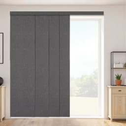 Panelové kolejnicové žaluzie, Výsuvná kolejnice od 116 cm do 218 cm šířky, Zkrácené panelové závěsy až do výšky 243 cm, Vertikální zatemňovací panelové žaluzie pro posuvné dveře, Terasové dveře, Dělicí stěna, Tmavě šedá - miniatura 2