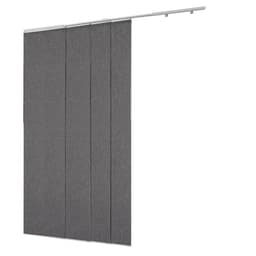 Panelové kolejnicové žaluzie, Výsuvná kolejnice od 116 cm do 218 cm šířky, Zkrácené panelové závěsy až do výšky 243 cm, Vertikální zatemňovací panelové žaluzie pro posuvné dveře, Terasové dveře, Dělicí stěna, Tmavě šedá - miniatura 3