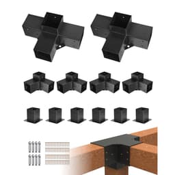 Sada pergoly, konzole pergoly 4x4 palce pro dřevěné nosníky 92 x 92 mm ve skutečném rozměru, konzole pro 3cestný (4 ks) a 4cestný (2 ks) altán se 6 sloupkovými základnami, pro venkovní pergoly, altány, přístřešky - miniatura 2