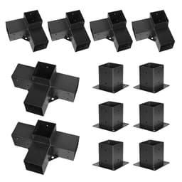 Sada pergoly, konzole pergoly 4x4 palce pro dřevěné nosníky 92 x 92 mm ve skutečném rozměru, konzole pro 3cestný (4 ks) a 4cestný (2 ks) altán se 6 sloupkovými základnami, pro venkovní pergoly, altány, přístřešky - miniatura 12
