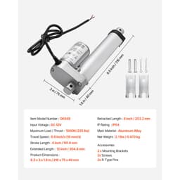Lineární aktuátor 12V, zdvih 101,6 mm, vysokorychlostní 15 mm/s, lineární aktuátor 1000 N - s krytím IP54 a montážním držákem pro zvedací stůl, polohovací křesla, otvírače okenních a dveří - miniatura 11