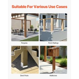 Základny sloupků 6x6, 10 ks, vnitřní rozměr 5,49x5,57 palce/139,5x141,5 mm, betonové kotvy na sloupky, vysoce odolné pozinkované konzole z uhlíkové oceli s odstupem 1 palec, pro betonové pergoly a terasu - miniatura 10