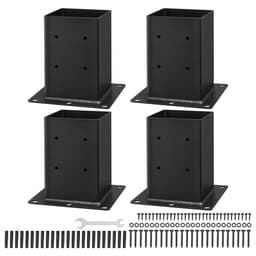 Základna sloupku 6x6, 4 ks, vnitřní rozměr 5,6x5,6 palce / 142x142 mm, konzole sloupků, vysoce odolné sloupky z uhlíkové oceli na terasu, dřevěné konzole pro zábradlí pavilonu, základní deska terasy, černá - miniatura 12