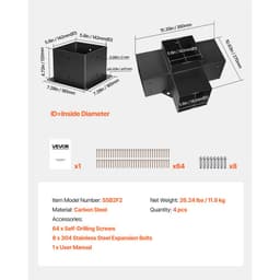 Sada konzolí pro pergolu, 6x6 palců (vnitřní rozměr 142 x 142 mm), 2 ks 4cestných robustních rohových konzolí, sada pro výrobu sloupků pro kutily, snadná instalace, dřevěné trámy pro altány, zahradní pergoly, sruby - miniatura 11