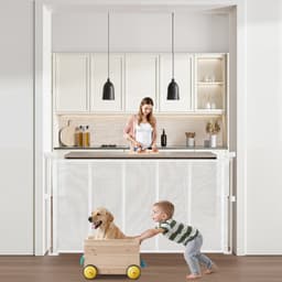 Zatahovací dětská branka, výška 870 mm, roztažitelná až do šířky 1400 mm, zatahovací branka pro děti nebo domácí mazlíčky, síťovina, snadná instalace pro vnitřní schodiště, dveře, chodby, herny, bílá - miniatura 2