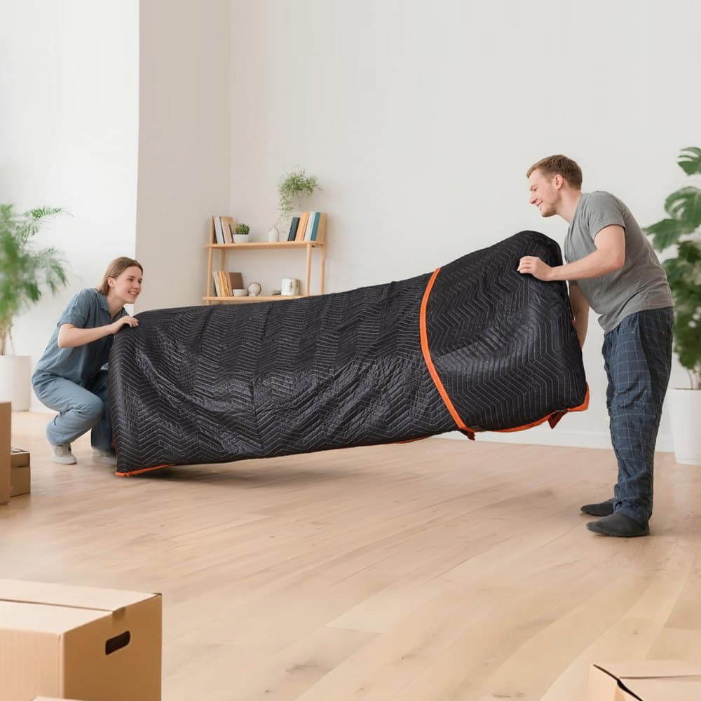 Stěhovací deky 12 ks, 1829 x 1016 mm (14,5 kg/dz) Velké balicí deky s bavlněnou výplní, odolná netkaná textilie s polstrováním pro přepravu, balení a ochranu nábytku