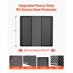 Ochranná síťka na dveře obytného vozu, nastavitelná od 558,8 do 800 mm, nastavitelná mřížka dveří, snadná instalace, zesílené prodyšné voštinové otvory, železná ochrana vstupu do obytného vozu pro ochranu domácích mazlíčků, černá - miniatura 6
