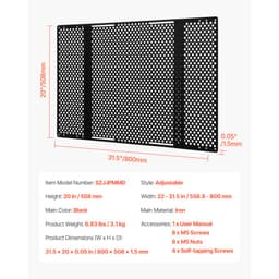 Ochranná síťka na dveře obytného vozu, nastavitelná od 558,8 do 800 mm, nastavitelná mřížka dveří, snadná instalace, zesílené prodyšné voštinové otvory, železná ochrana vstupu do obytného vozu pro ochranu domácích mazlíčků, černá - miniatura 11