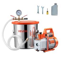 Vakuová komora 11,36 l s čerpadlem, 110 l/min, nerezová ocel, sada odplyňovací komory, jednostupňové vakuové čerpadlo, víko z tvrzeného skla, hadice 1,5 m, olej, pro stabilizaci dřeva, odplyňování silikonovou pryskyřicí - miniatura 2