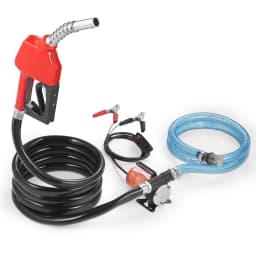 Přečerpávací palivové čerpadlo, 12V DC 30L/min (8 GPM) 124W (1/6 HP), přenosné elektrické přečerpávací čerpadlo na naftu s automatickým vypínáním palivové trysky, dlouhá vstupní a výstupní hadice pro benzín, naftu, petrolej a směsi methanolu - miniatura 2