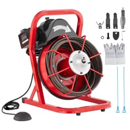 Stroj na čištění odpadů 50 stop x 3/8 palce, ruční podávání šnekového dopravníku, elektrický stroj na čištění odpadů 250 W se 4 řeznými noži a vzduchem aktivovaným nožním spínačem pro potrubí o průměru 2" až 4" - miniatura 2