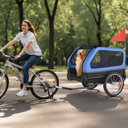 Přívěs za kolo pro psa, nosnost až 40 kg, nosič kol pro malé i velké psy, snadno skládací rám s rychloupínacím kolečkem, univerzální spojka na kolo, odrazka, vlajka, vnitřní vodítko - miniatura 11