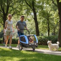 Přívěs za kolo pro psy, nosnost až 40 kg, 2v1 vozík pro kočárek pro malé i velké psy, snadno skládací rám s rychloupínacím kolečkem, univerzální spojka na kolo, vnitřní vodítko - miniatura 27