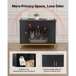 Nábytek do kočičí toalety, 70 cm skrytá skříňka na toaletu s kovovými nohami a rukojetí, moderní styl kočičí toalety, koncový stolek, vhodný do většiny kočičích toalet, do ložnice a obývacího pokoje - miniatura 2