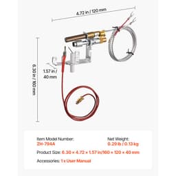 Sestava plynového zapalovače, OE 103779-01, PP231, náhrada zapalování zemního plynu NG8218 pro krb, kompatibilní s modely CIVF-25, CIVF-25CF, VFH-33M, VFH-33R, VFH-33T, VFHS-20R, VFSR-16, VFSR-18 - miniatura 17
